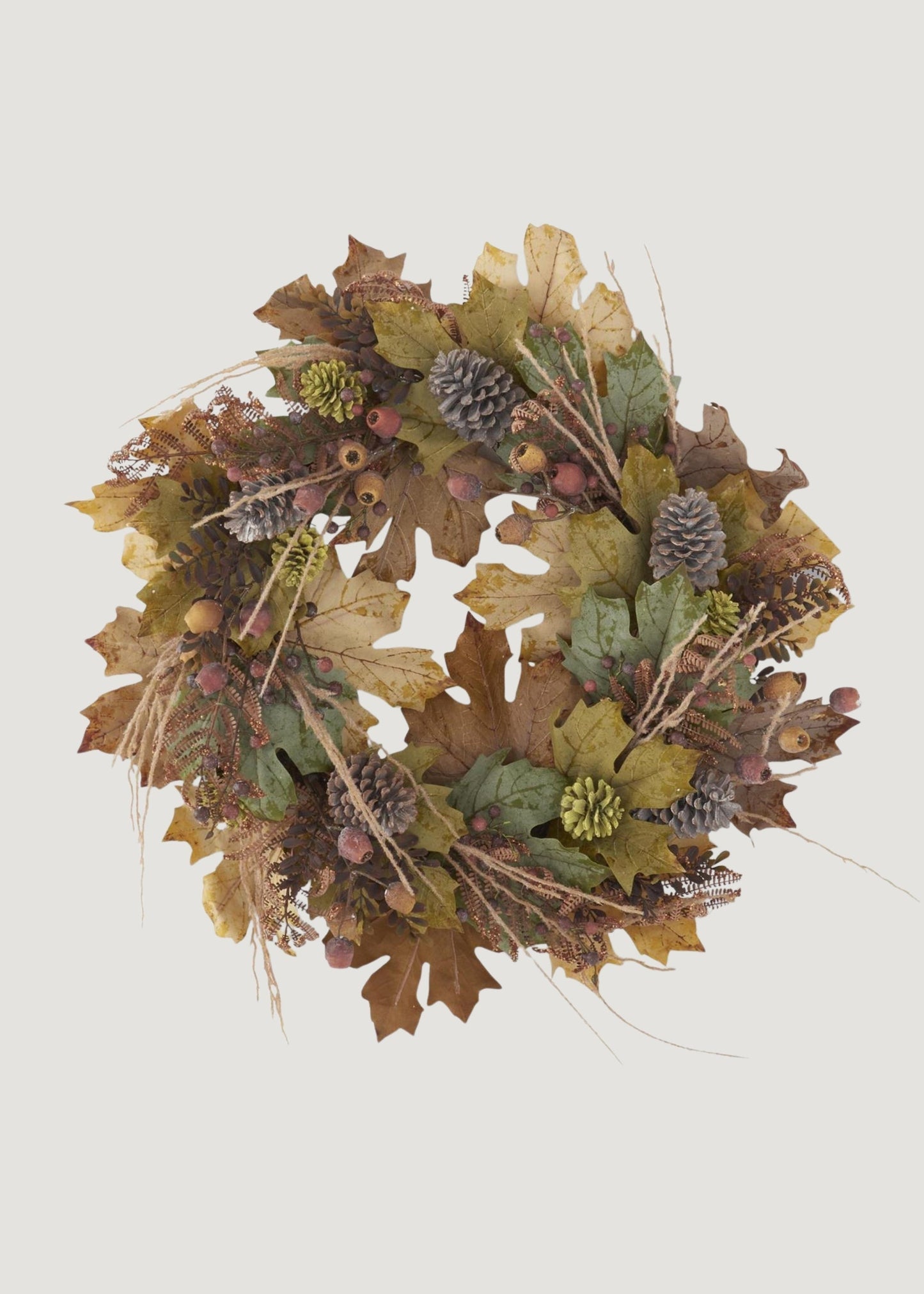 Deluxe Fake Autumn Foliage Wreath in Mixed Fall Hues - 28"