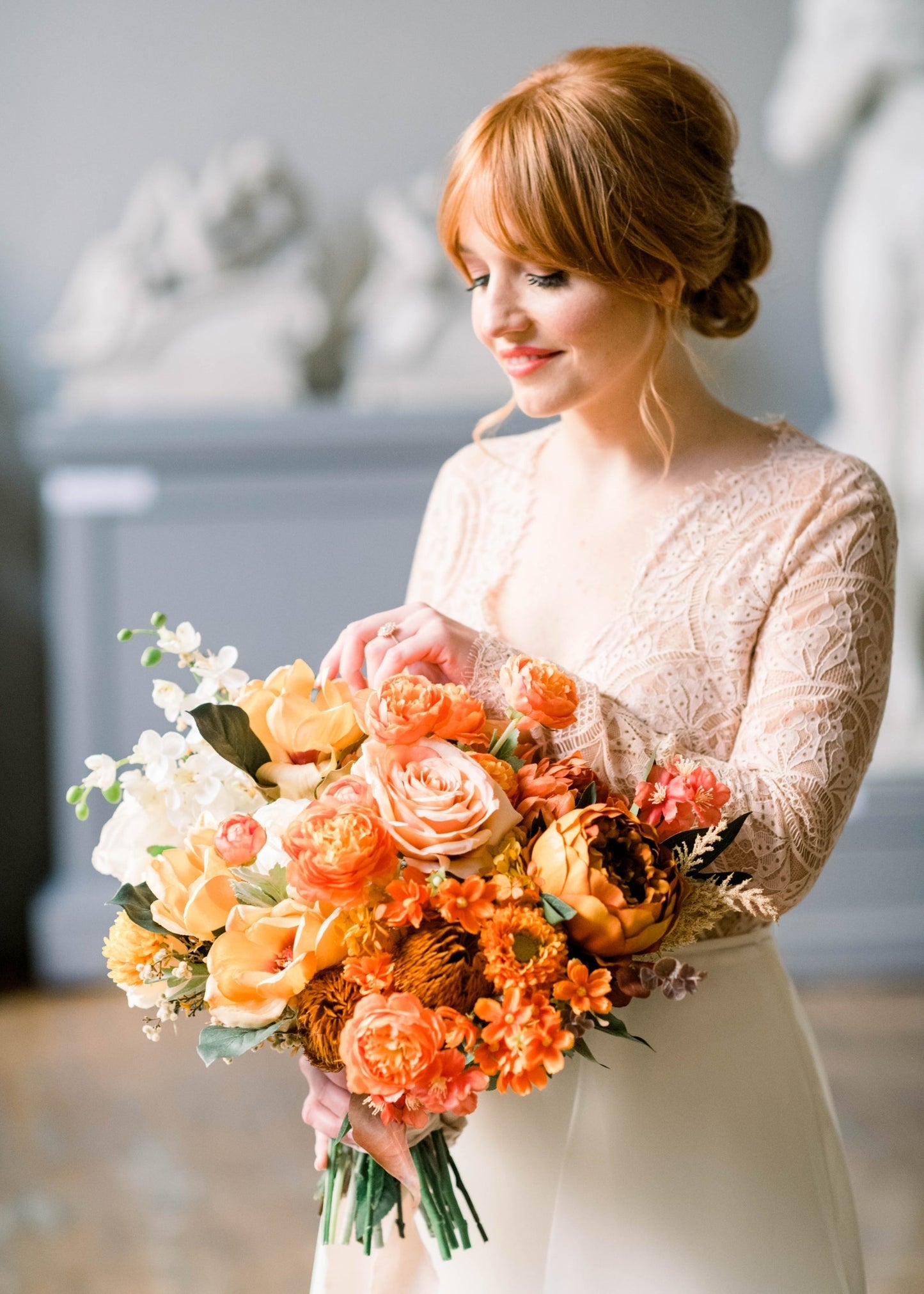 Artificial Rose in Burnt Orange - 22.75"