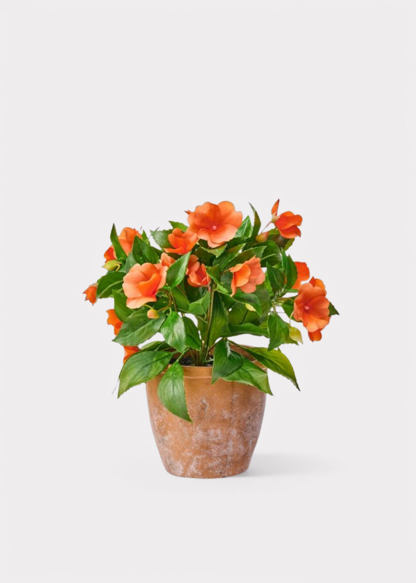 UV Treated Orange Fake Outdoor Impatiens Flower Arrangement - 12"