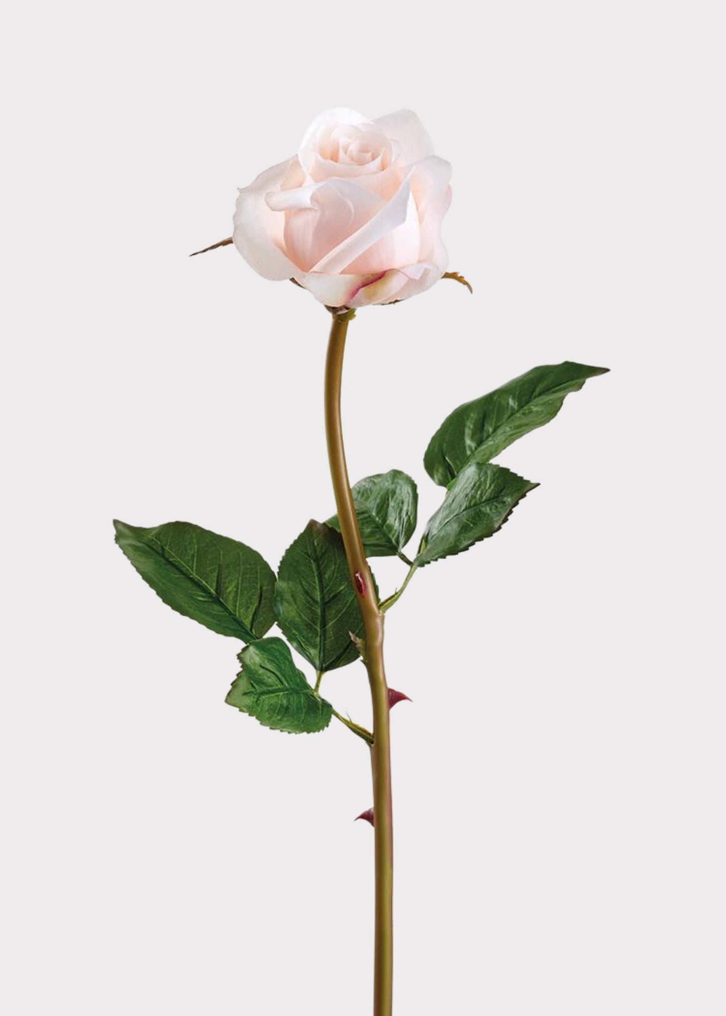 Blush Pink Real Touch Rose Bud Fake Flower - 23"