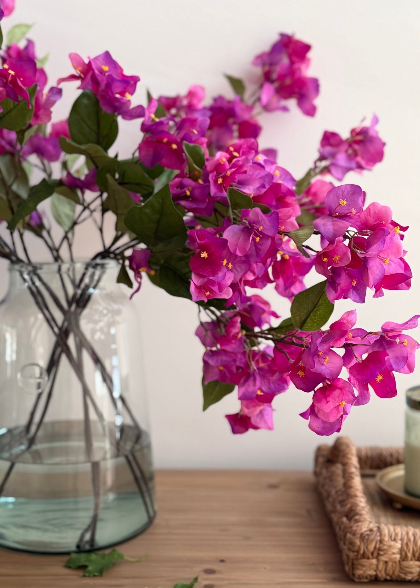 Purple Artificial Bougainvillea Flower Branch - 34"