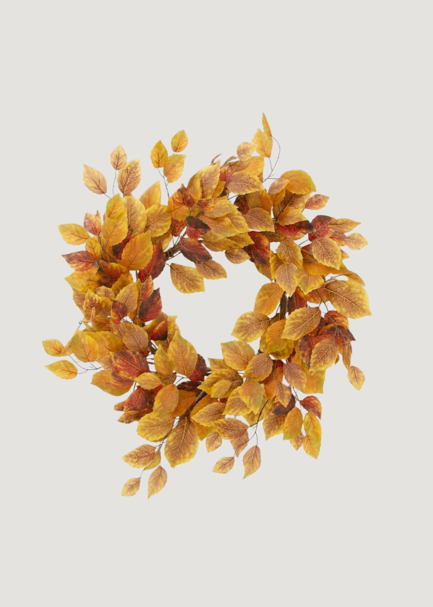 Golden Yellow Artificial Birch Leaf Autumn Wreath - 22"