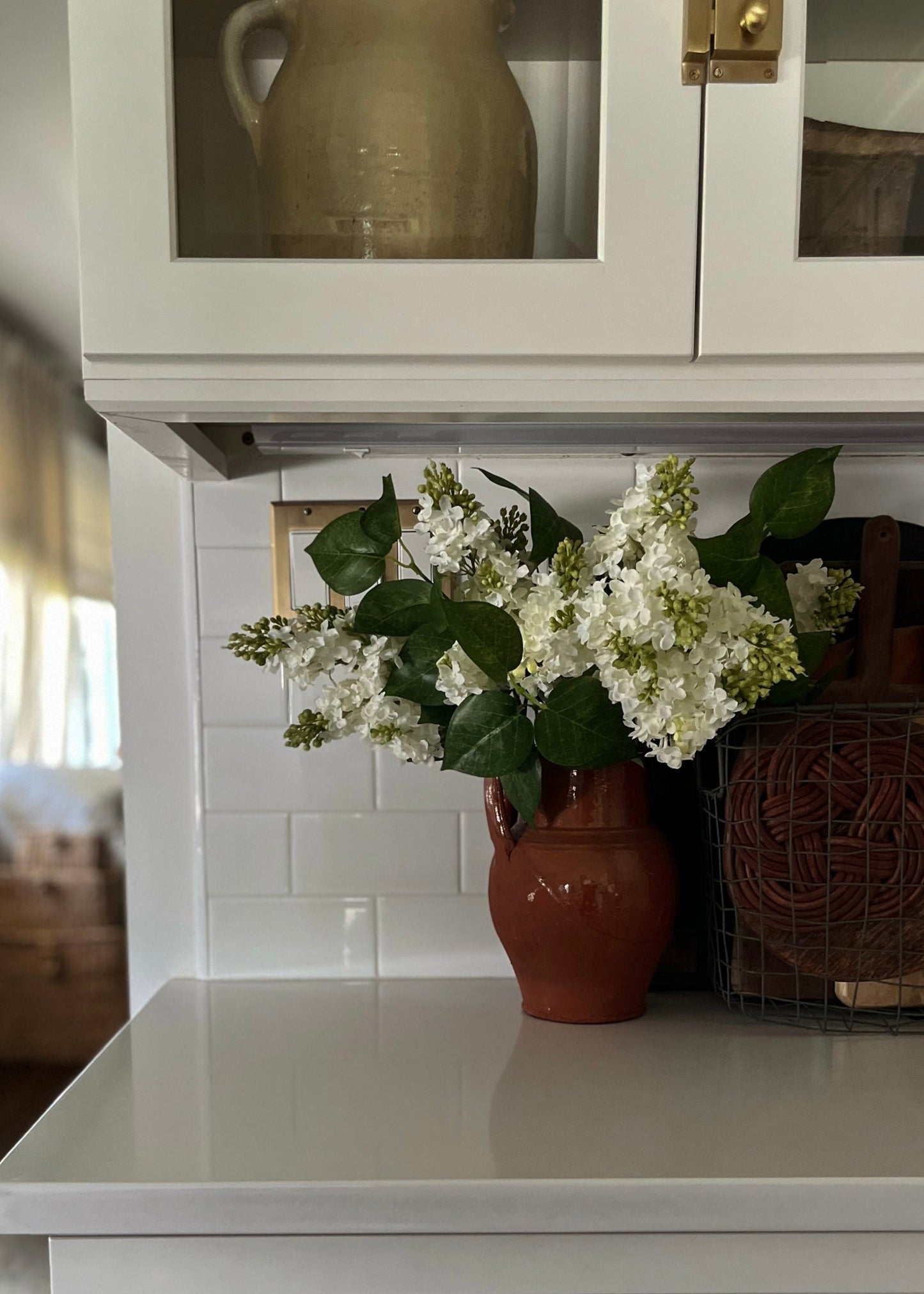Premium Artificial Blooming Lilac Stem in White - 26"