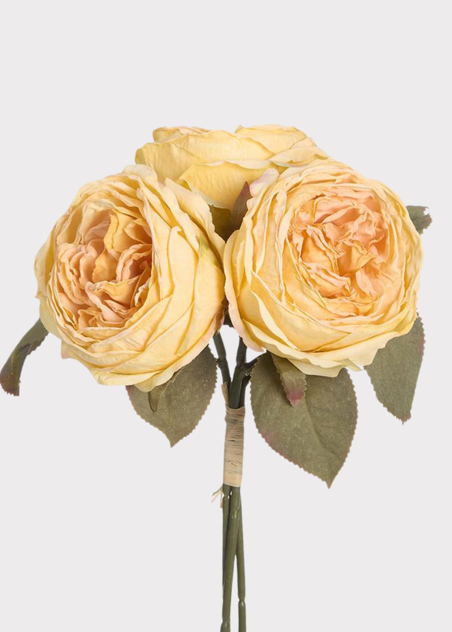 Soft Yellow Fake Rose Bundle of 3 - 12.5"