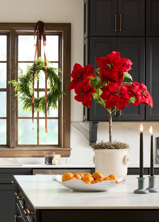 SALE - Tabletop Artificial Poinsettia Tree - 36"