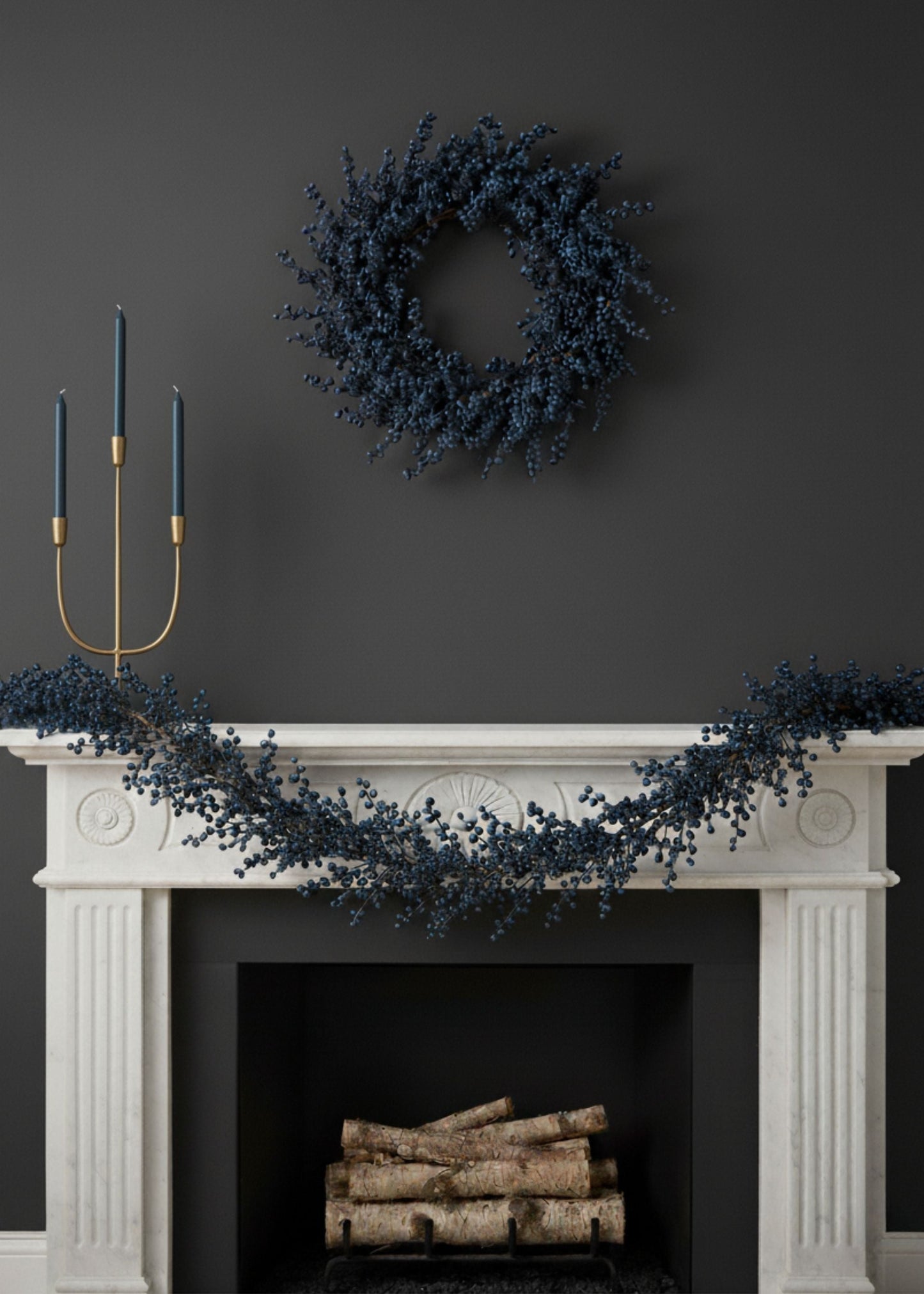 Burst of Blue Holiday Berry Wreath - 20"