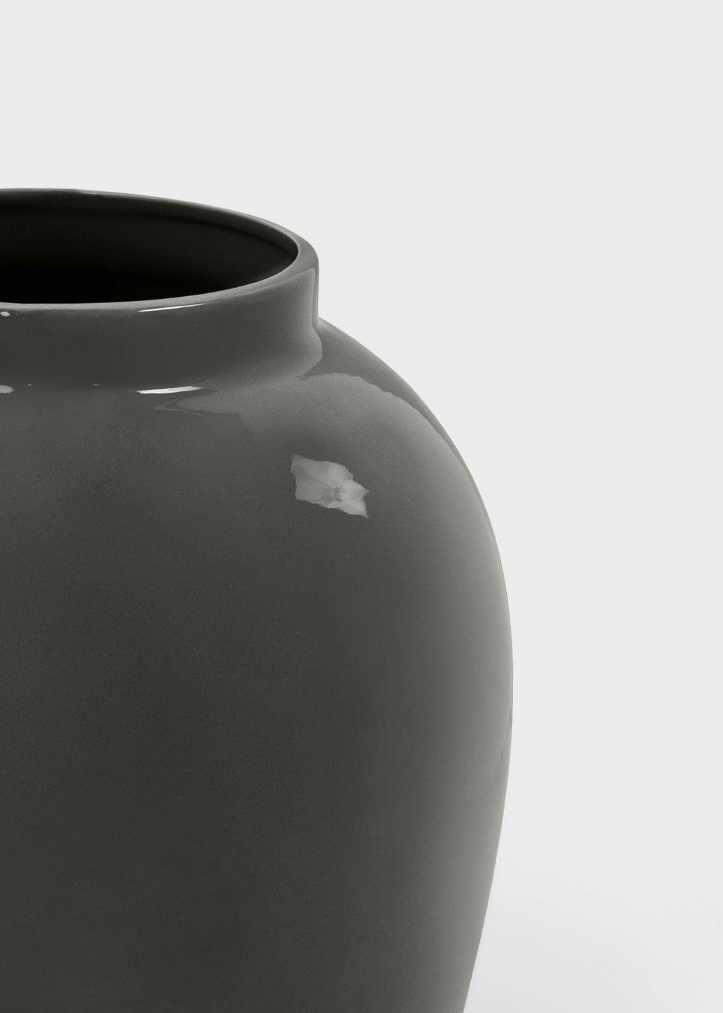 AfloralTM Ceramic Jar Vase in Glossy Slate - 11"