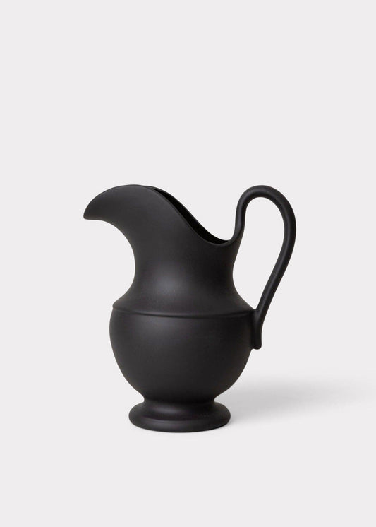 Sir/Madam Stoneware Pitcher Vase in Black - 9.75"
