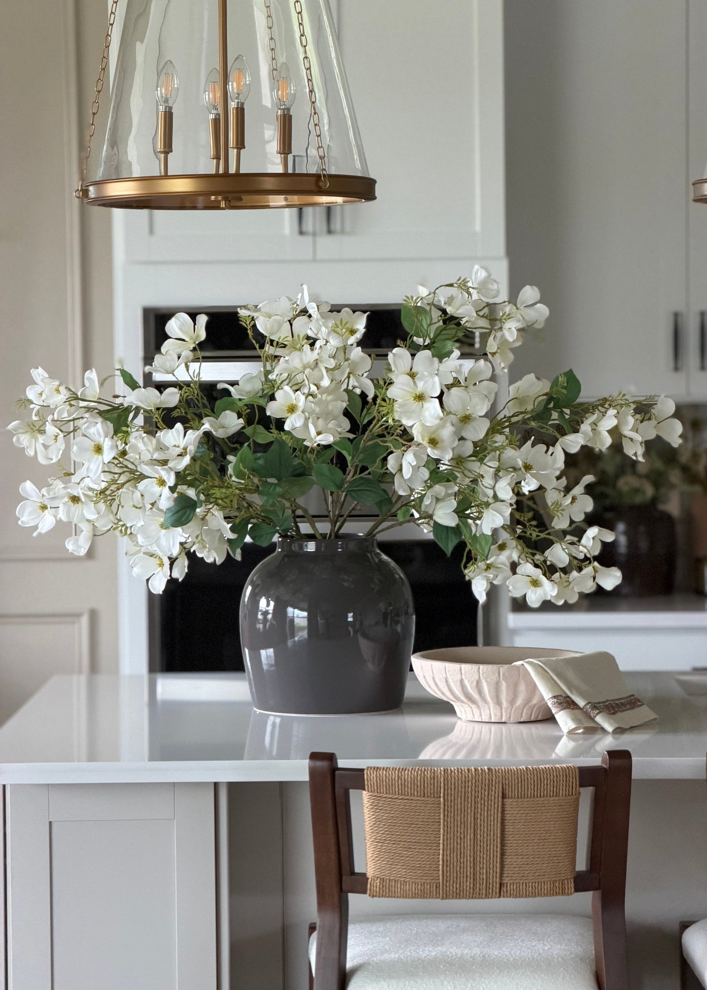 Artificial Blooming Dogwood Flower Branch in White - 44"