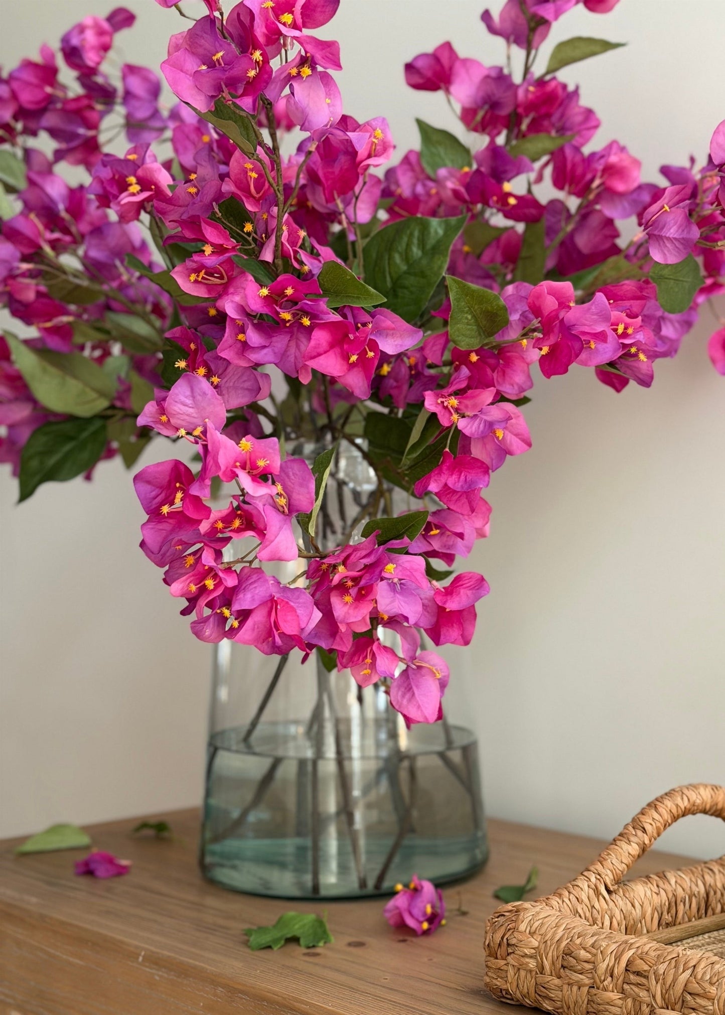 Purple Artificial Bougainvillea Flower Branch - 34"