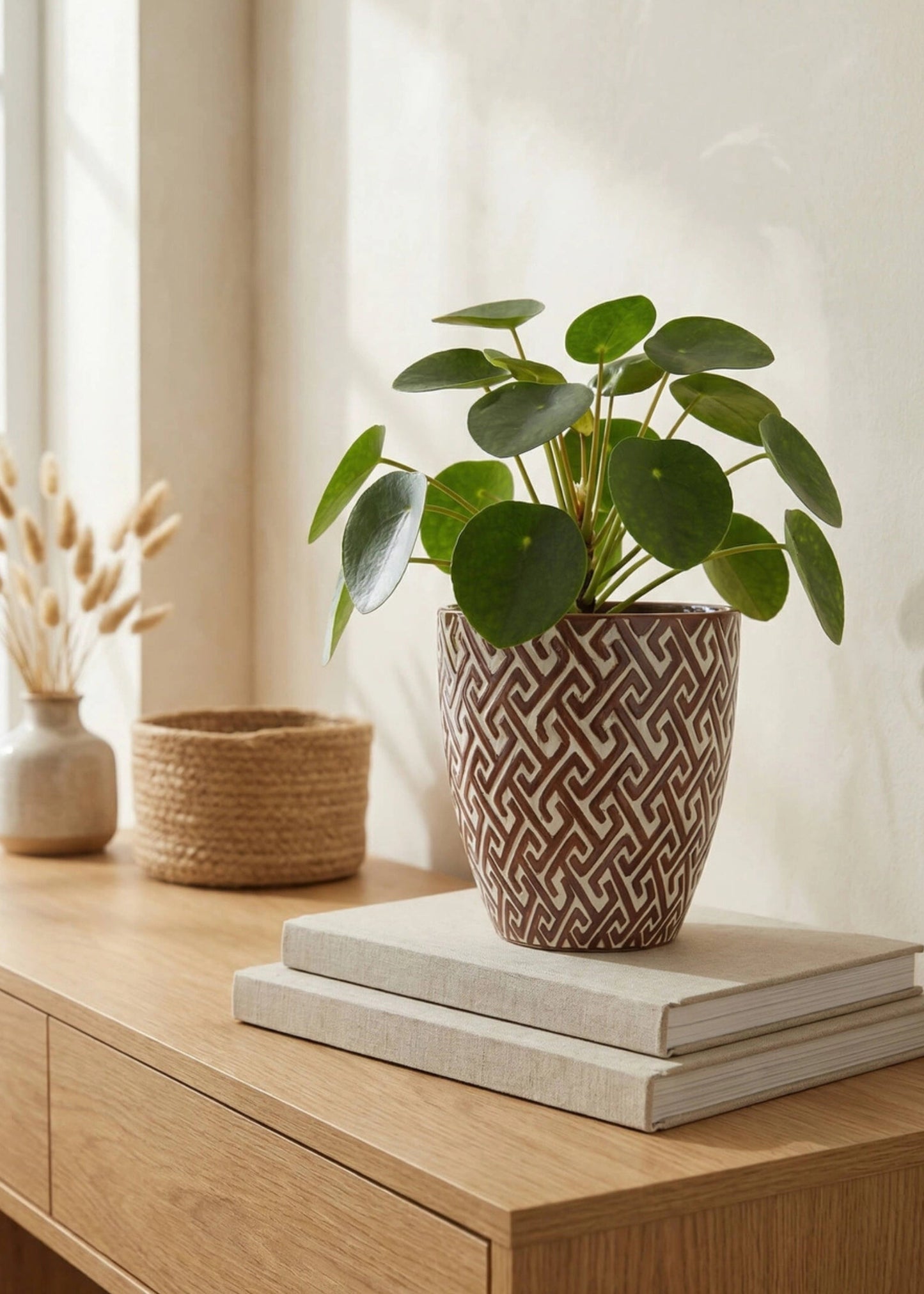 Glossy Ceramic Planter Pot in Brown and White - 5.75"
