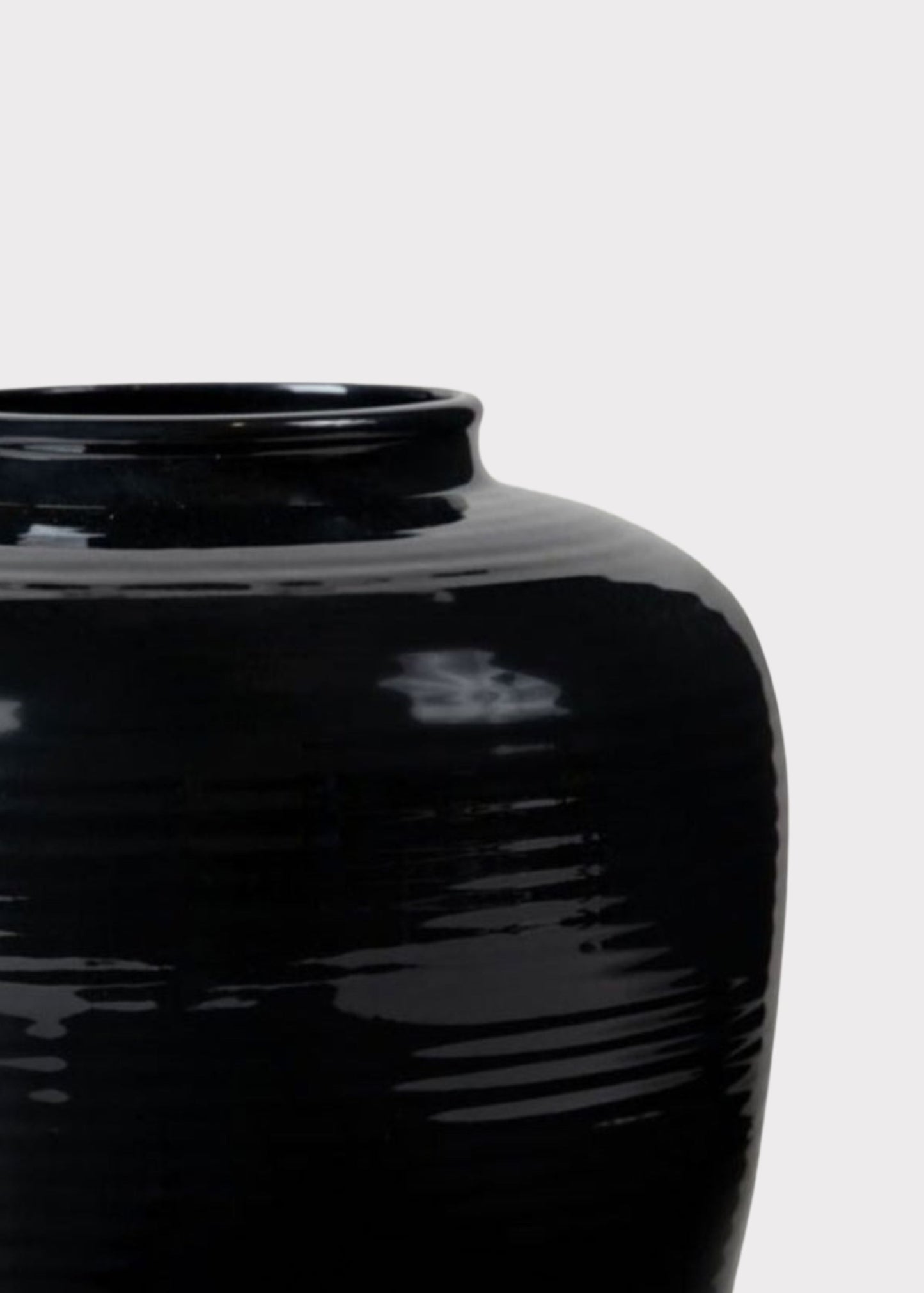 Glazed AfloralTM Ribbed Stoneware Table Vase in Noir - 8"
