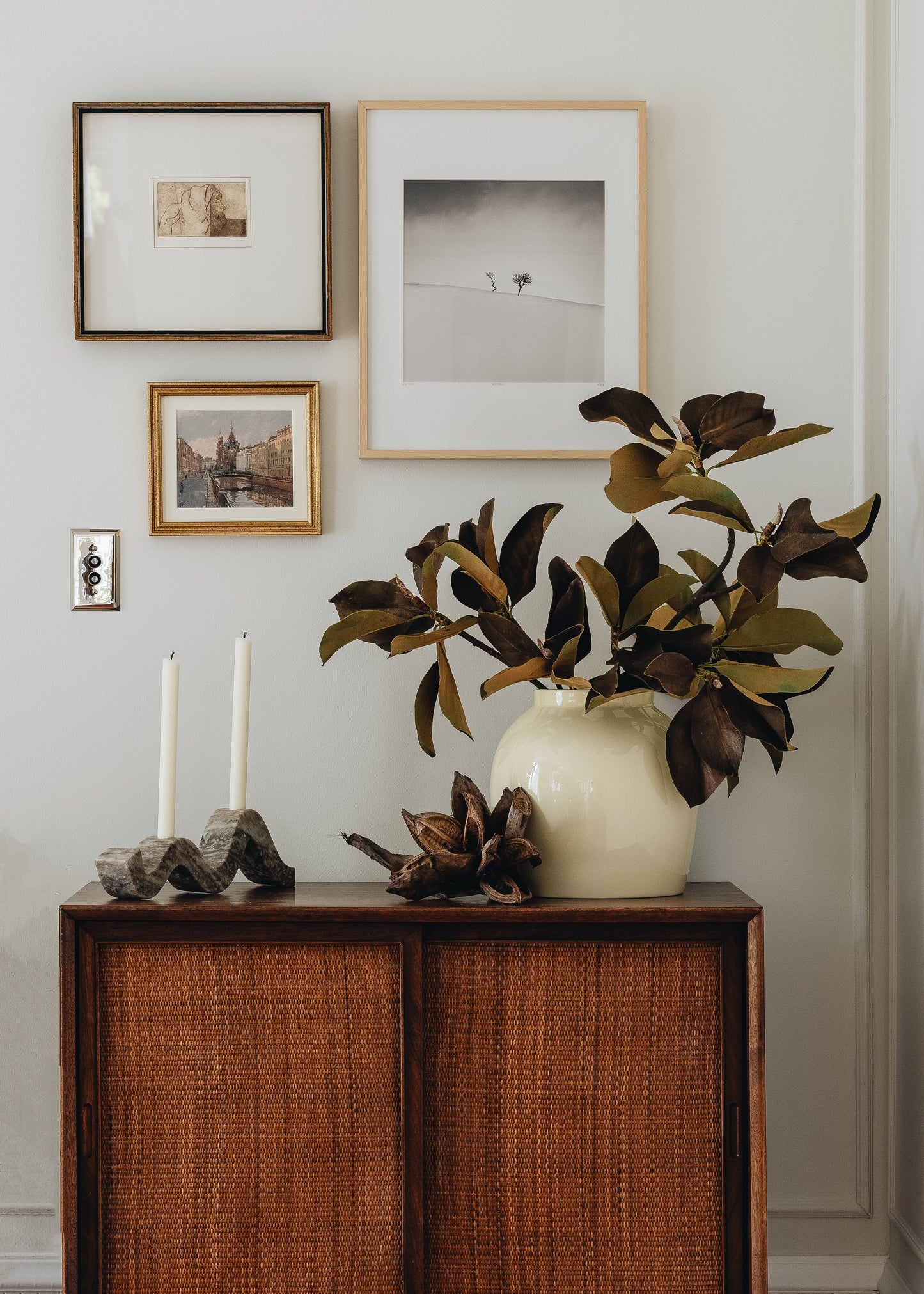 SAVE - Warm Brown Fake Magnolia Leaf Branch - 38.5"
