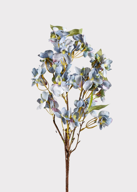 Dried Look Apple Blossom Fake Blooming Branch in Blue - 25"