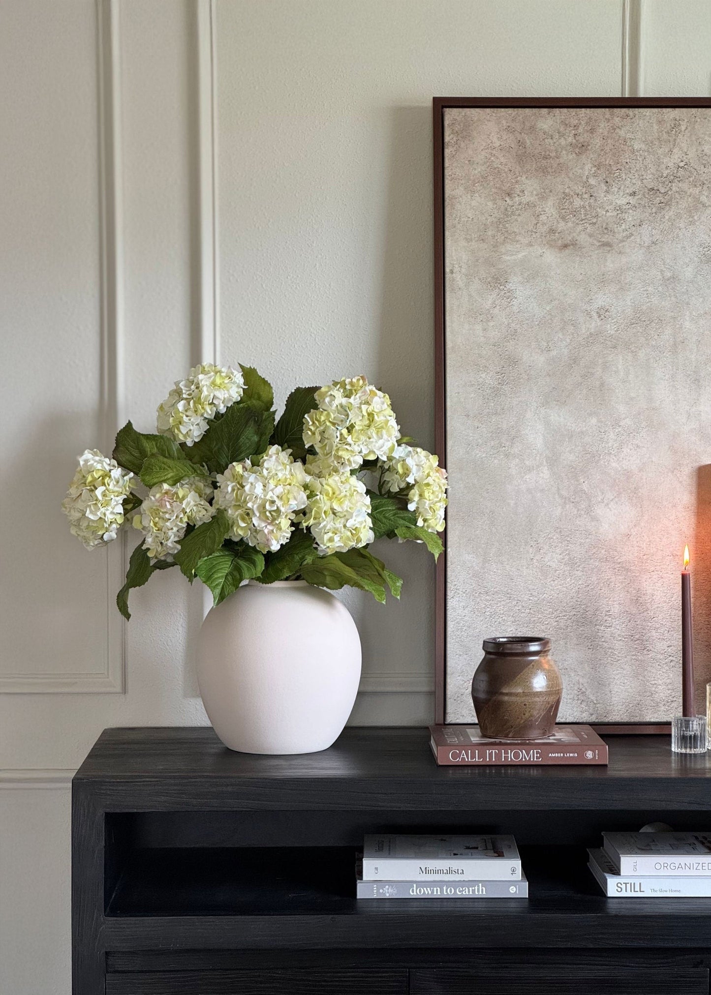 Large Cream Green Hydrangea in Bailey Cream Vase Design