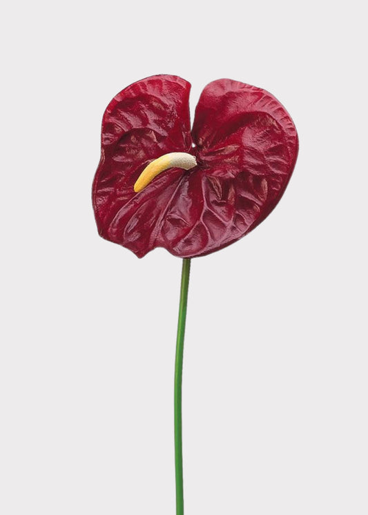 Dark Red Artificial Anthurium Tropical Flower - 27"