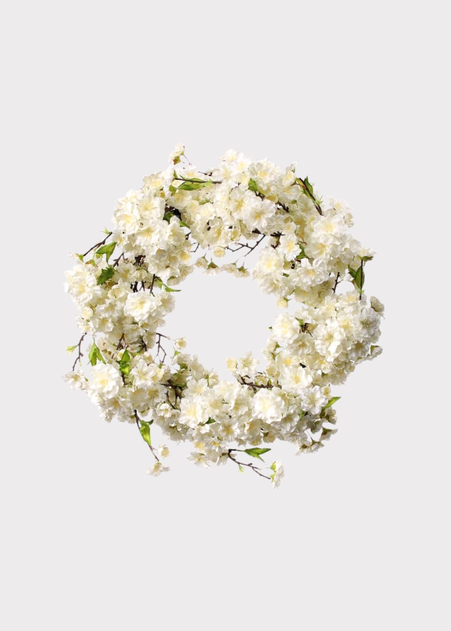 Deluxe Cream Artificial Cherry Blossom Flower Wreath - 20"