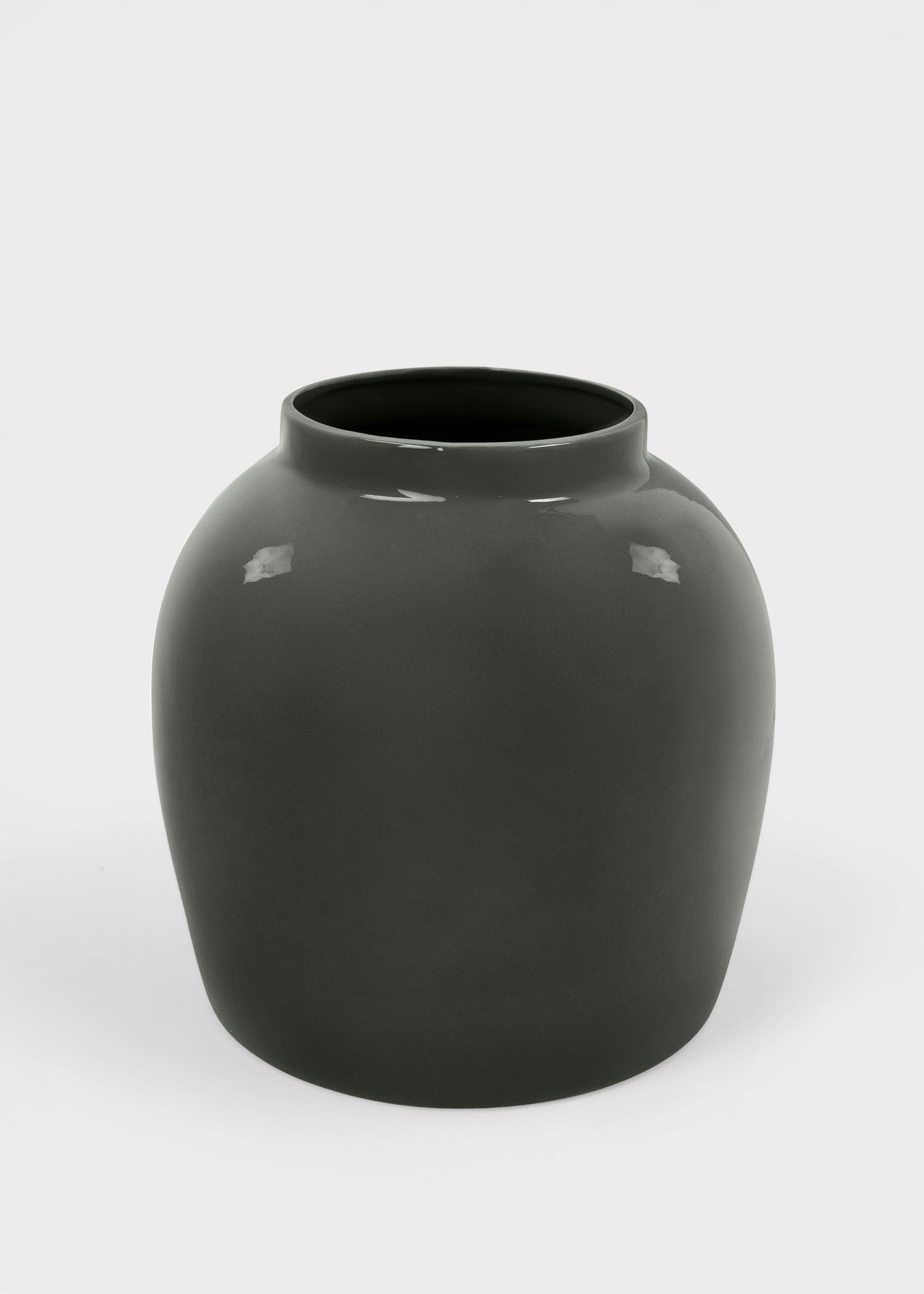 AfloralTM Ceramic Jar Vase in Glossy Slate - 11"