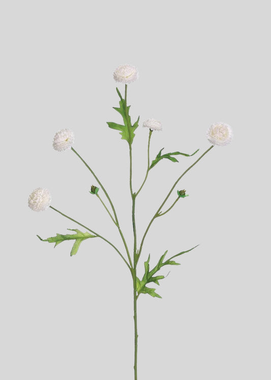 White Pom Pom Artificial Wildflowers - 23.5"