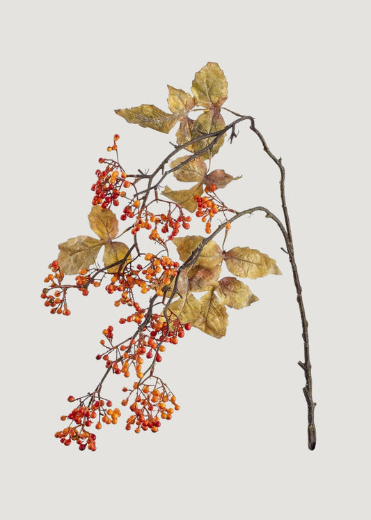 Fall Orange Fake Berry Hanging Branch - 31"