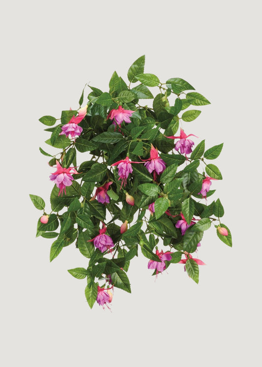 Artificial Fuchsia Flower Hanging Bush in Purple Hue - 20.5"