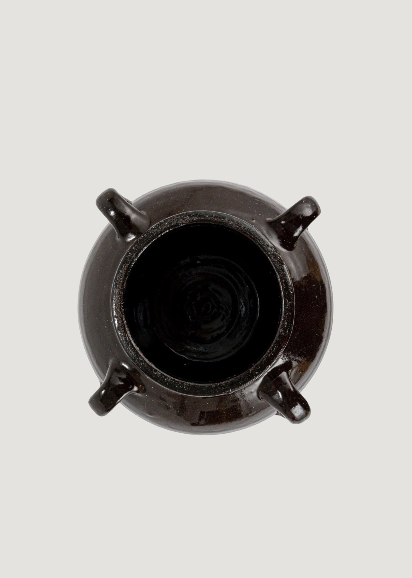 Distressed Clay Round Jar Vase in Dark Brown Black Hue - 6.75"