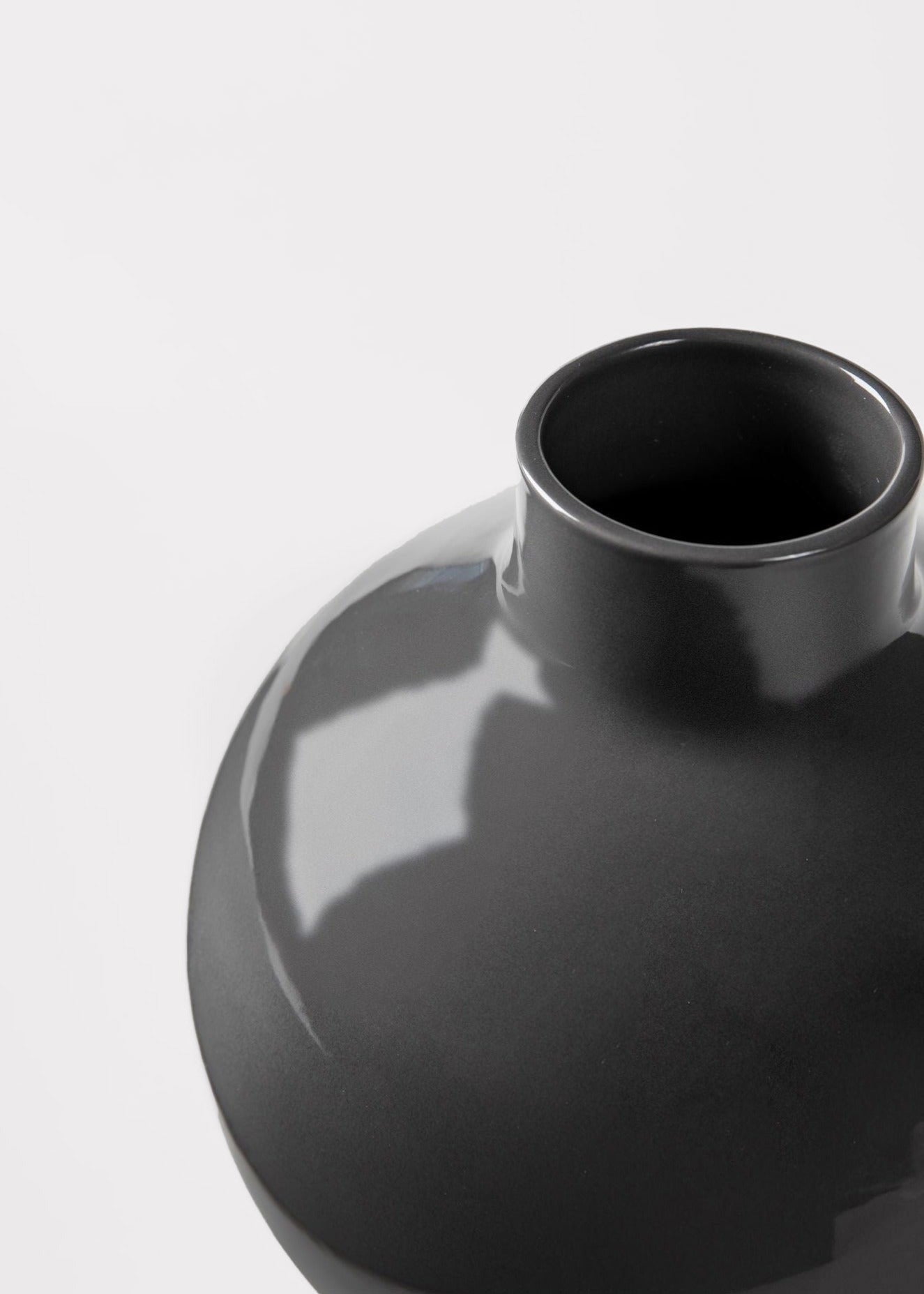 AfloralTM Small Round Ceramic Vase in Glossy Slate - 8"
