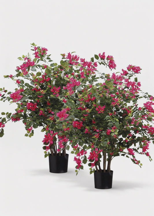 Pack of 2 Fake Blooming Bougainvillea Potted Patio Arrangement - 39"