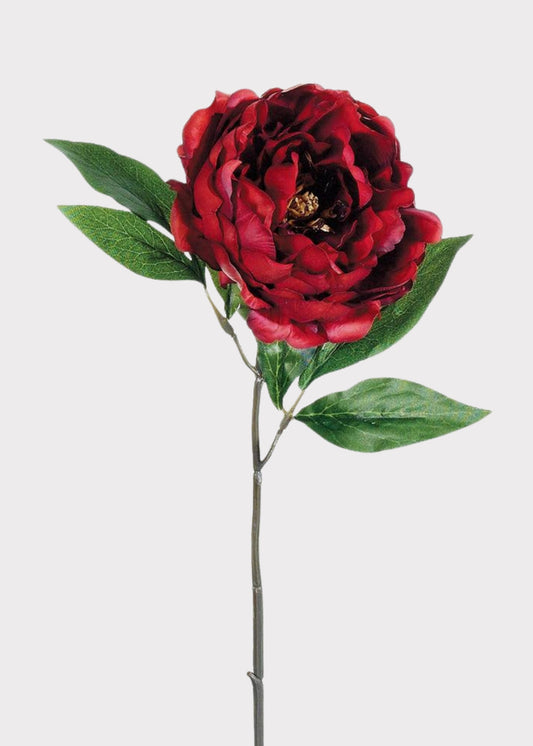 Red Burgundy Artificial Peony Flower - 18.5"