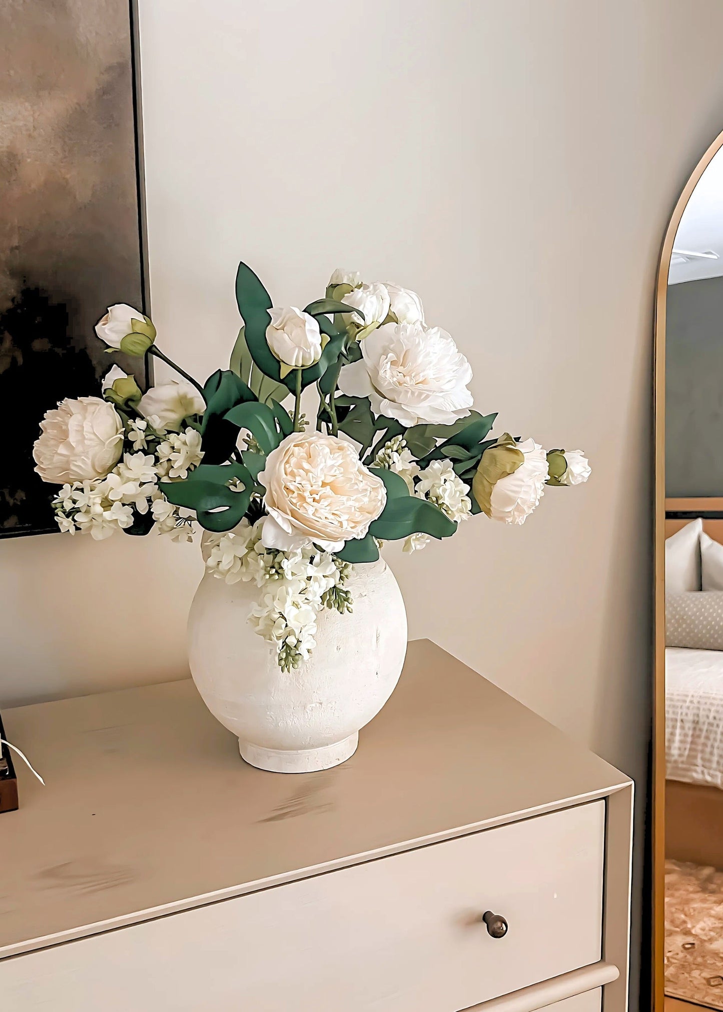 Petite Peony Fake Flower in Cream Blush - 19"