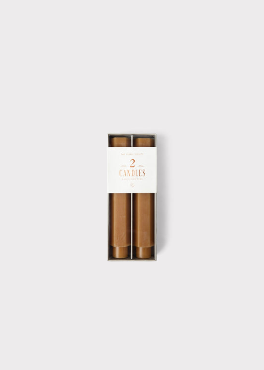 Set of 2 Hexagon Taper Candles in Caramel Hue - 6"