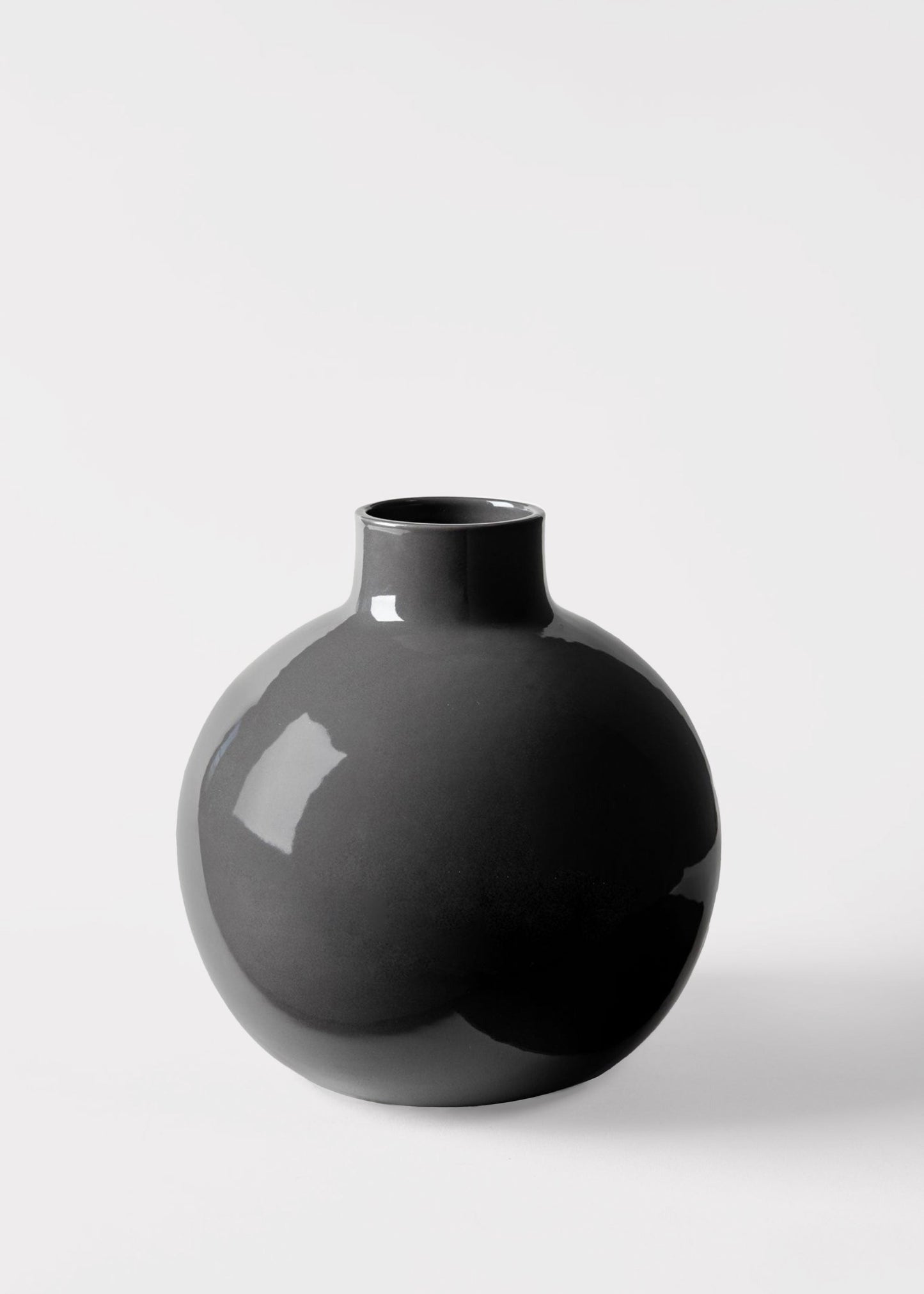 AfloralTM Small Round Ceramic Vase in Glossy Slate - 8"