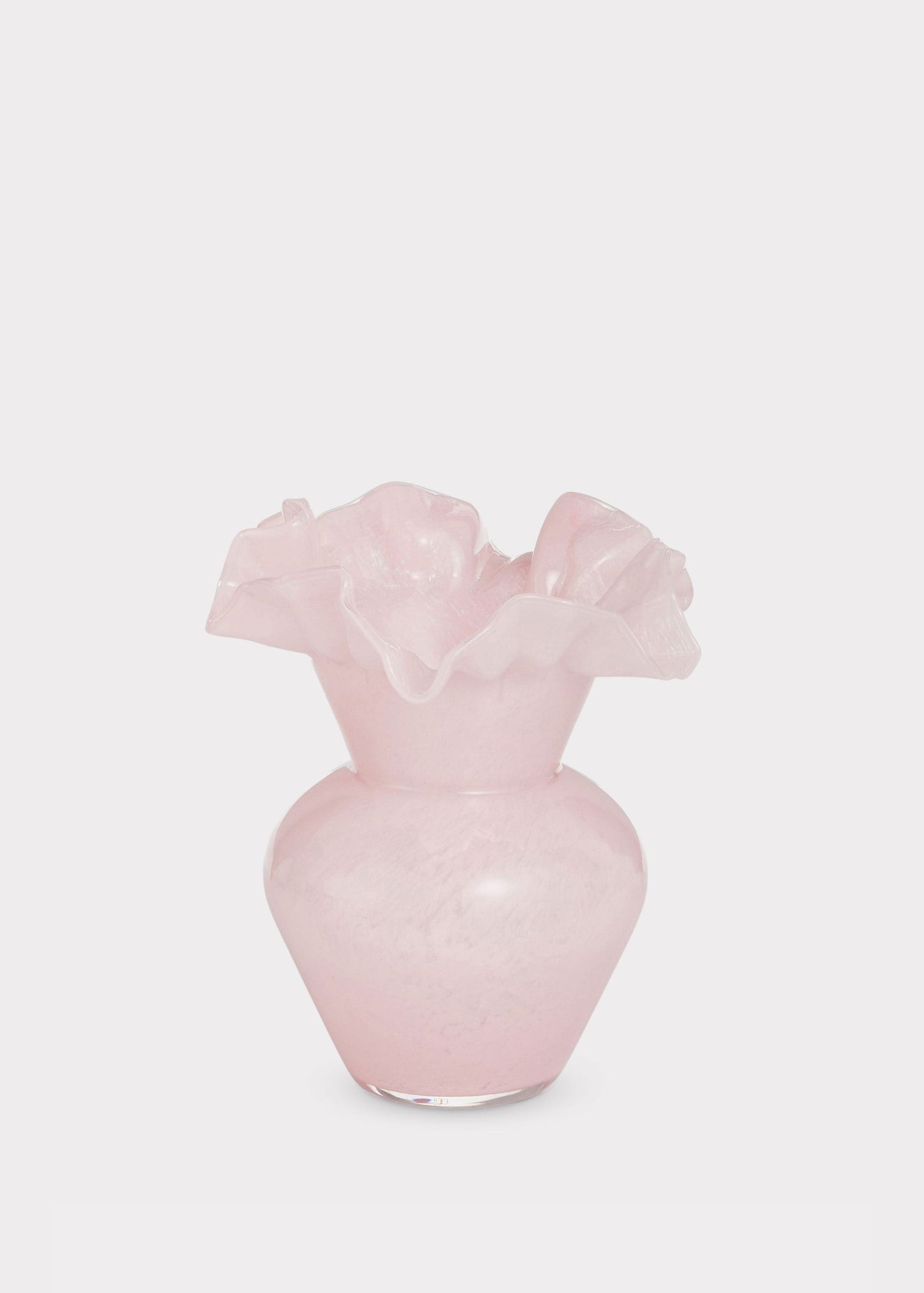 Pale Pink Glass Ruffle Vase - 8.75"