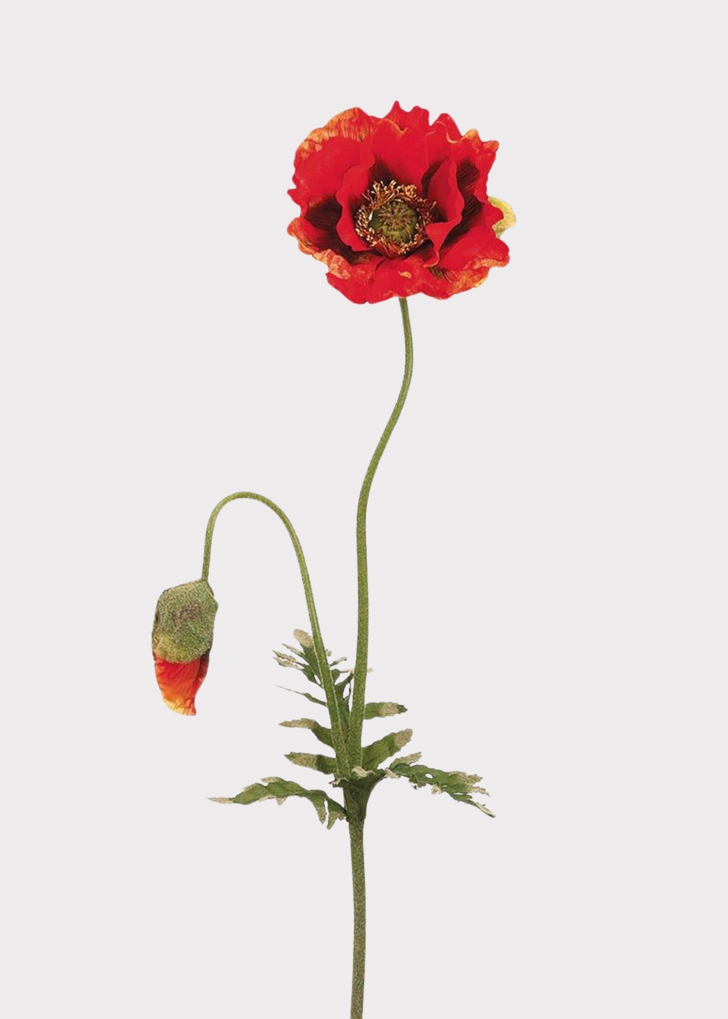 Large Bloom Flame Orange Fake Poppy Wildflower - 35.5"
