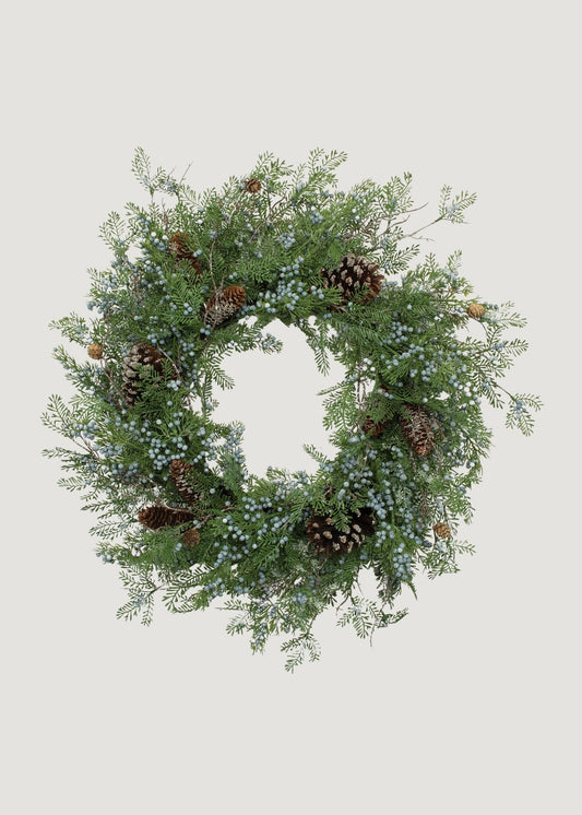 Luxe Faux Juniper Pinecone Wreath - 26"