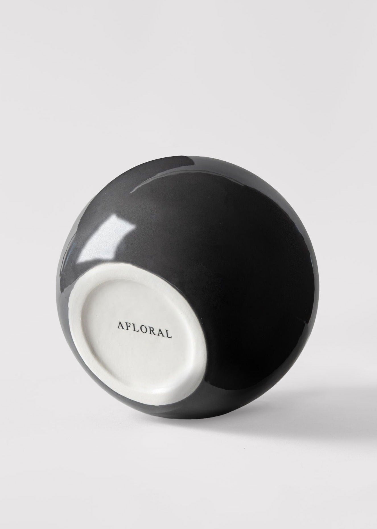 AfloralTM Small Round Ceramic Vase in Glossy Slate - 8"