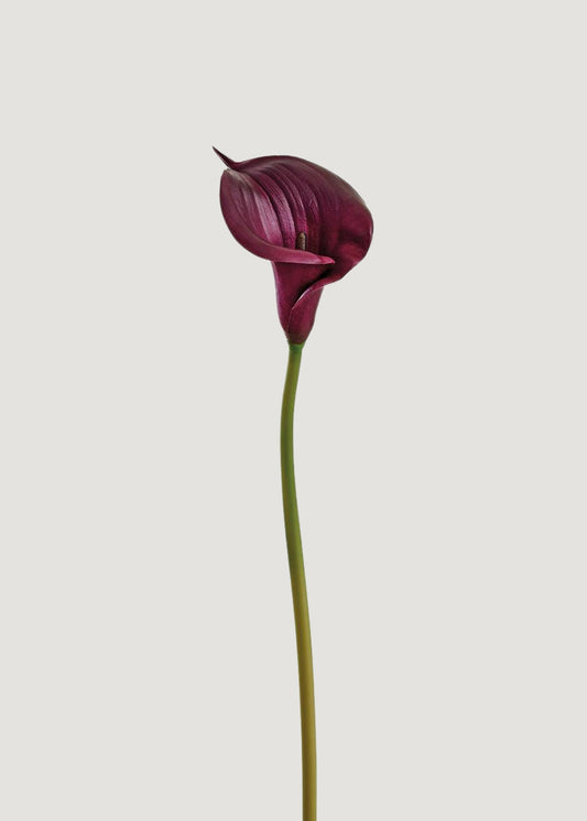 Plum Purple Artificial Calla Lily Real Touch Flower - 33"