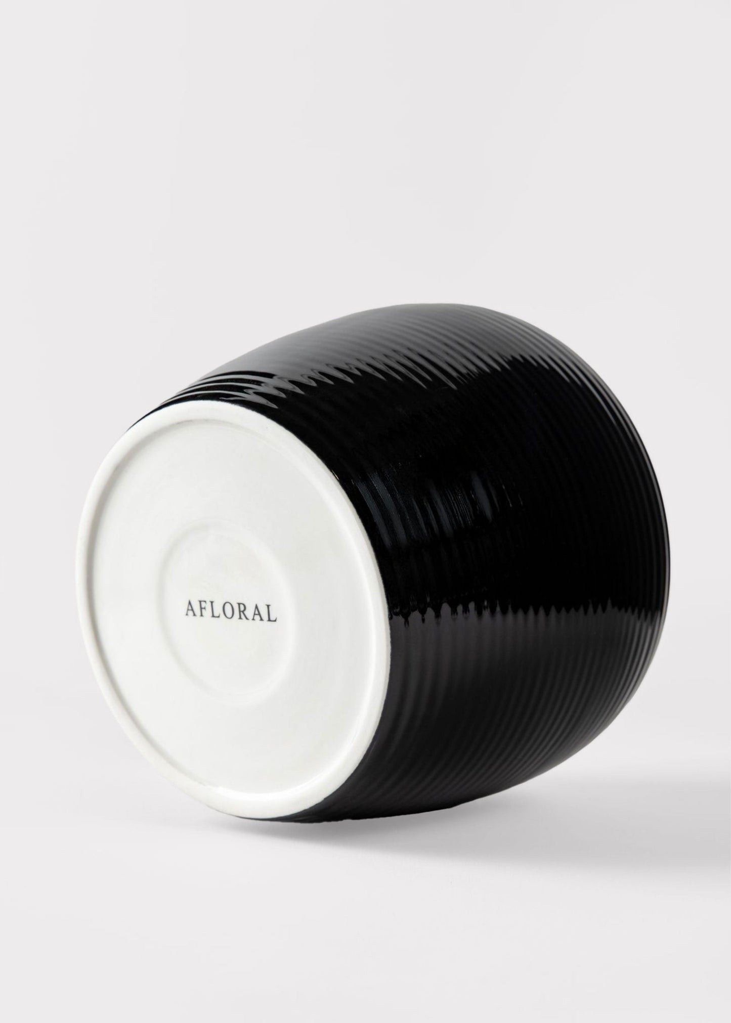 Glazed AfloralTM Ribbed Stoneware Table Vase in Noir - 8"