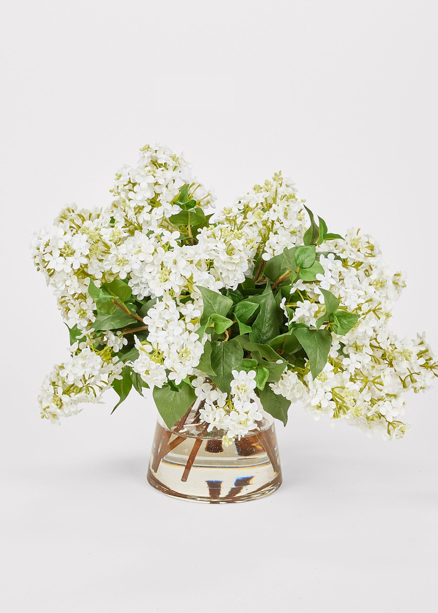 Faux Lilac Flower Arrangement in Glass Vase - 16"